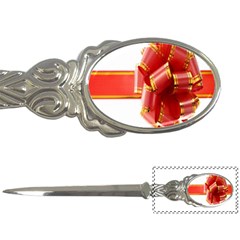 Red Ribbon Bow On White Background Letter Opener by artworkshop