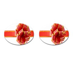 Red Ribbon Bow On White Background Cufflinks (oval) by artworkshop