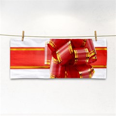 Red Ribbon Bow On White Background Hand Towel by artworkshop