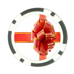 Red Ribbon Bow On White Background Poker Chip Card Guard (10 Pack) by artworkshop