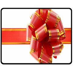 Red Ribbon Bow On White Background Fleece Blanket (medium)  by artworkshop