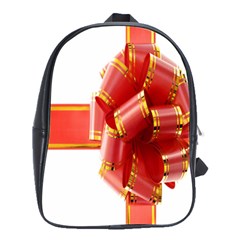 Red Ribbon Bow On White Background School Bag (large) by artworkshop