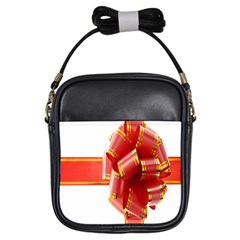 Red Ribbon Bow On White Background Girls Sling Bag by artworkshop