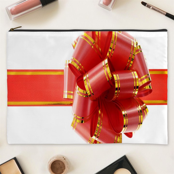 Red Ribbon Bow On White Background Cosmetic Bag (XXXL)