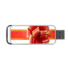 Red Ribbon Bow On White Background Portable Usb Flash (two Sides) by artworkshop