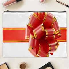 Red Ribbon Bow On White Background Cosmetic Bag (xxxl) by artworkshop