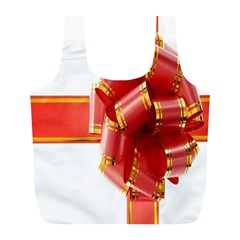 Red Ribbon Bow On White Background Full Print Recycle Bag (l) by artworkshop