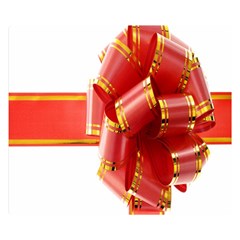 Red Ribbon Bow On White Background Double Sided Flano Blanket (small)  by artworkshop