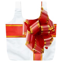 Red Ribbon Bow On White Background Full Print Recycle Bag (xxl) by artworkshop