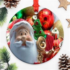 Red Santa Round Ornament (two Sides) by artworkshop