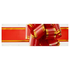 Red Ribbon Bow On White Background Banner And Sign 12  X 4 