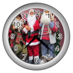 Santa On Christmas 1 Wall Clock (silver) by artworkshop