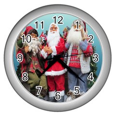 Santa On Christmas 3 Wall Clock (silver) by artworkshop