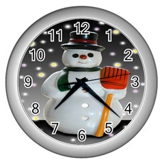 Snowman Wall Clock (silver) by artworkshop