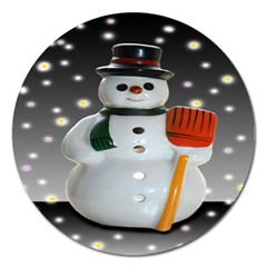 Snowman Magnet 5  (round) by artworkshop