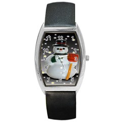 Snowman Barrel Style Metal Watch by artworkshop