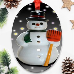 Snowman Oval Ornament (two Sides) by artworkshop