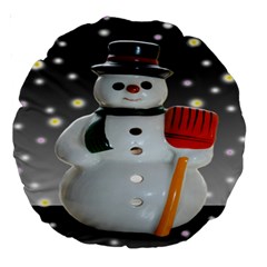 Snowman Large 18  Premium Round Cushions by artworkshop