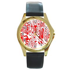 Red Round Gold Metal Watch by nateshop