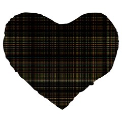 Plaid Large 19  Premium Flano Heart Shape Cushions by nateshop