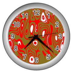 Red-dark Wall Clock (silver) by nateshop