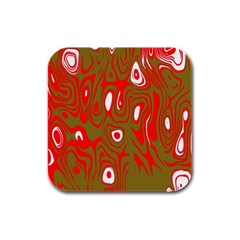 Red-dark Rubber Square Coaster (4 Pack) by nateshop