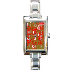 Red-dark Rectangle Italian Charm Watch by nateshop