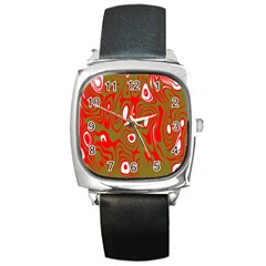 Red-dark Square Metal Watch by nateshop