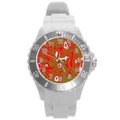 Red-dark Round Plastic Sport Watch (l) by nateshop