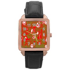 Red-dark Rose Gold Leather Watch  by nateshop