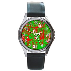 Red-green Round Metal Watch by nateshop