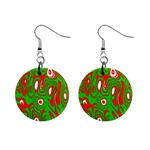 Red-green Mini Button Earrings Front