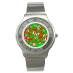 Red-green Stainless Steel Watch Front