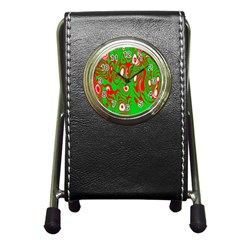 Red-green Pen Holder Desk Clock by nateshop