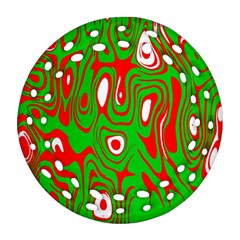 Red-green Round Filigree Ornament (two Sides) by nateshop