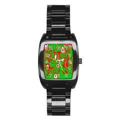 Red-green Stainless Steel Barrel Watch by nateshop