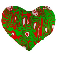 Red-green Large 19  Premium Heart Shape Cushions by nateshop