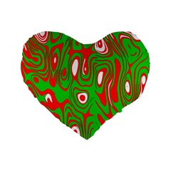 Red-green Standard 16  Premium Flano Heart Shape Cushions by nateshop