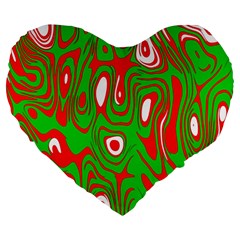 Red-green Large 19  Premium Flano Heart Shape Cushions by nateshop