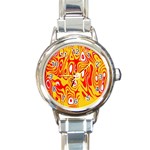 Red-yellow Round Italian Charm Watch Front