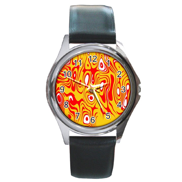 Red-yellow Round Metal Watch