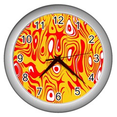 Red-yellow Wall Clock (silver) by nateshop