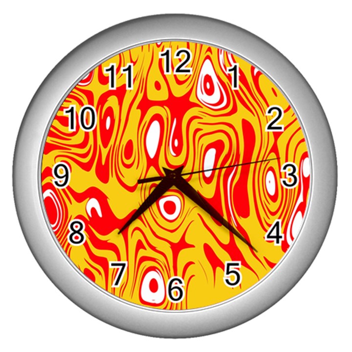 Red-yellow Wall Clock (Silver)