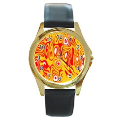 Red-yellow Round Gold Metal Watch by nateshop