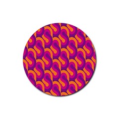 Retro-pattern Rubber Round Coaster (4 Pack) by nateshop