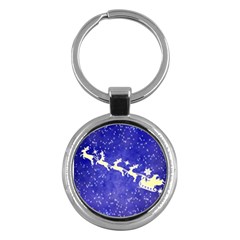 Santa-claus-with-reindeer Key Chain (round) by nateshop