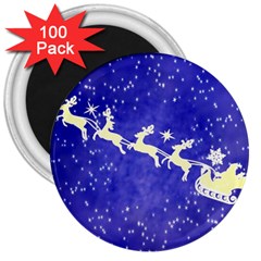 Santa-claus-with-reindeer 3  Magnets (100 Pack) by nateshop