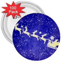 Santa-claus-with-reindeer 3  Buttons (100 Pack)  by nateshop