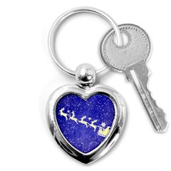 Santa-claus-with-reindeer Key Chain (heart) by nateshop