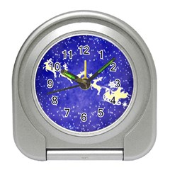 Santa-claus-with-reindeer Travel Alarm Clock by nateshop